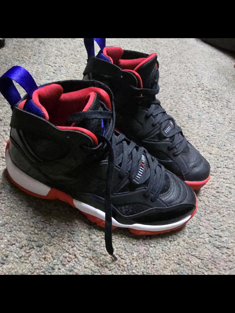 Jordan Black Sneakers with Red and Purple Accents